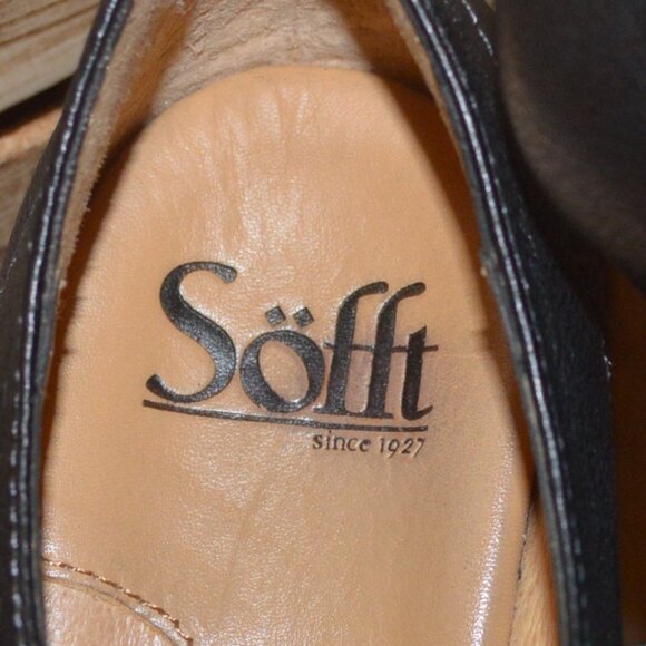 Sofft 6M Black Leather T-strap Pump Sculpted Heels - Picture 7 of 10